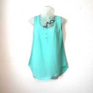 Turquoise Sleeveless Blouse with Lace Back Detail - Size M
